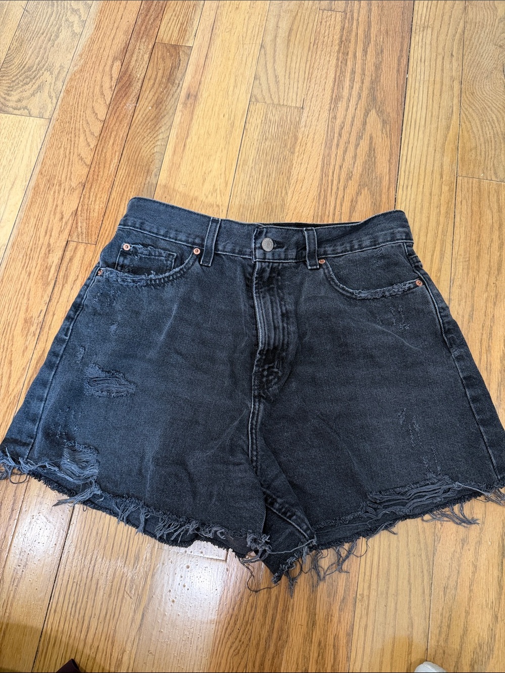 BDG Washed Black Distressed High-Rise Jean Shorts